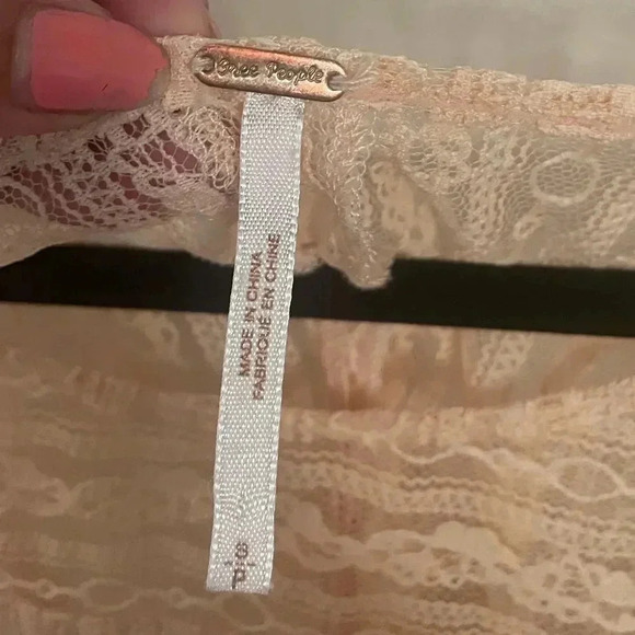 Free people peach tea body lace blouse size Small - Picture 5 of 6